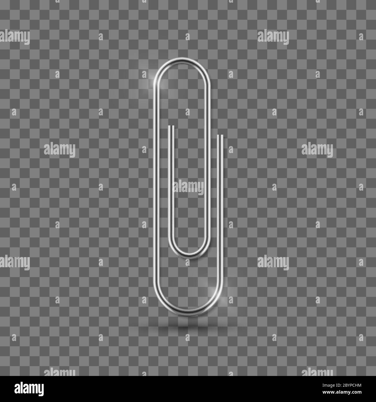 Trombone réaliste. Clip scolaire en métal avec ombre. Papier de reliure vecteur de bureau sur fond transparent Illustration de Vecteur