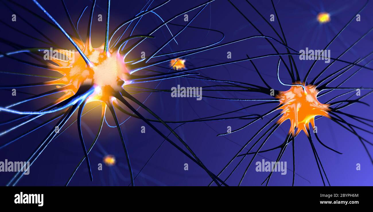 3d illustration de la transmission,synapse cellule nerveuse ou neurone Banque D'Images