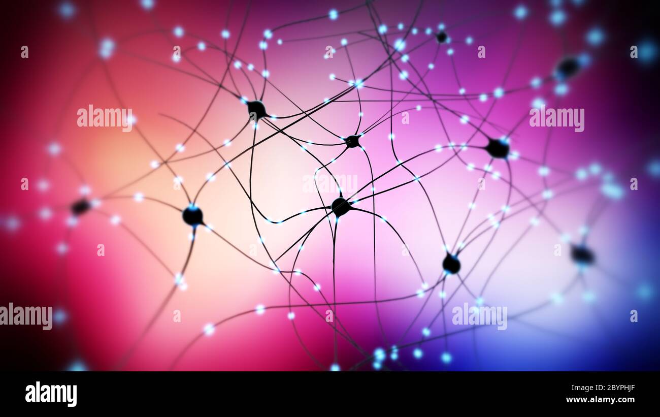 3d illustration de la transmission,synapse cellule nerveuse ou neurone Banque D'Images
