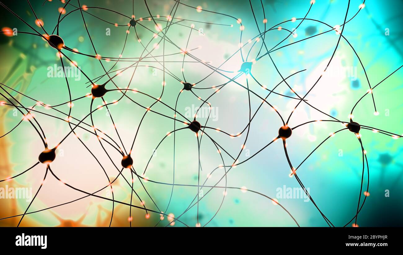 3d illustration de la transmission,synapse cellule nerveuse ou neurone Banque D'Images
