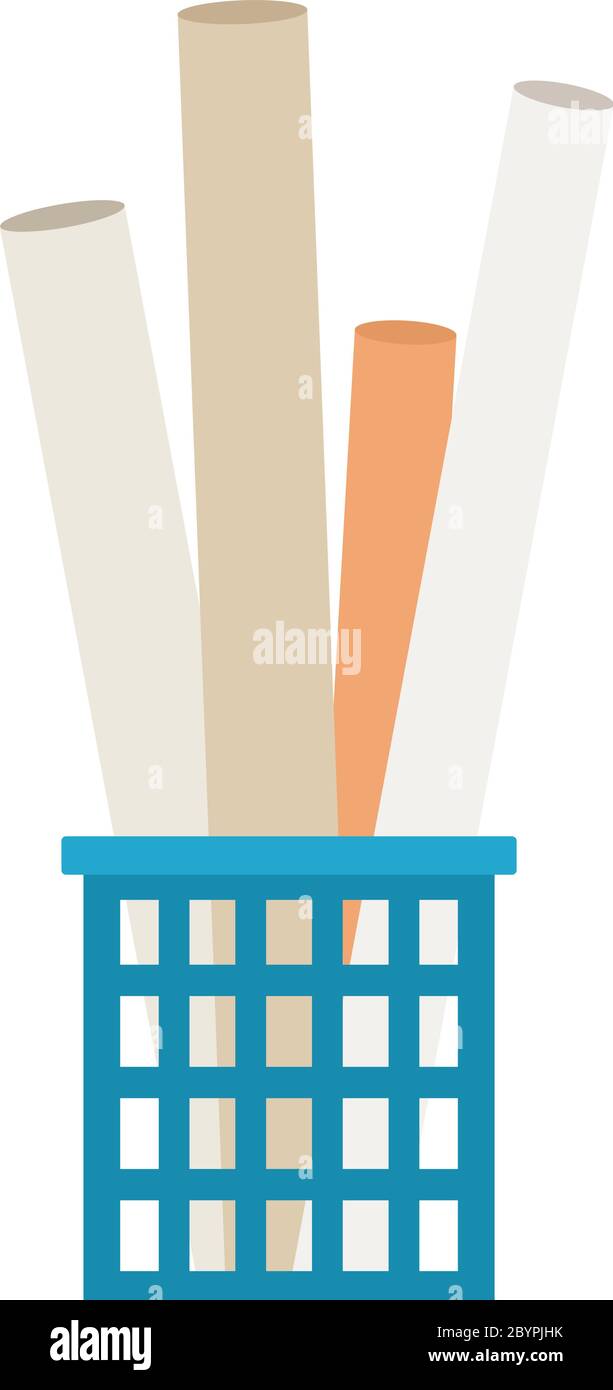 Papier roulé dans le bac vectoriel plat isolé. Illustration de Vecteur