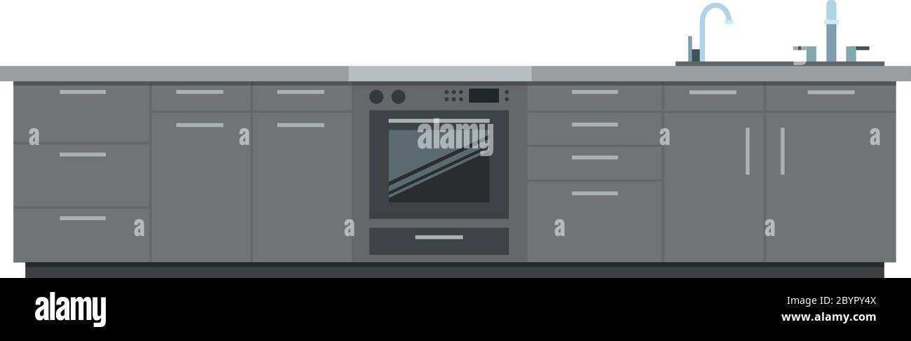 Mobilier de cuisine Vector plat isolé Illustration de Vecteur