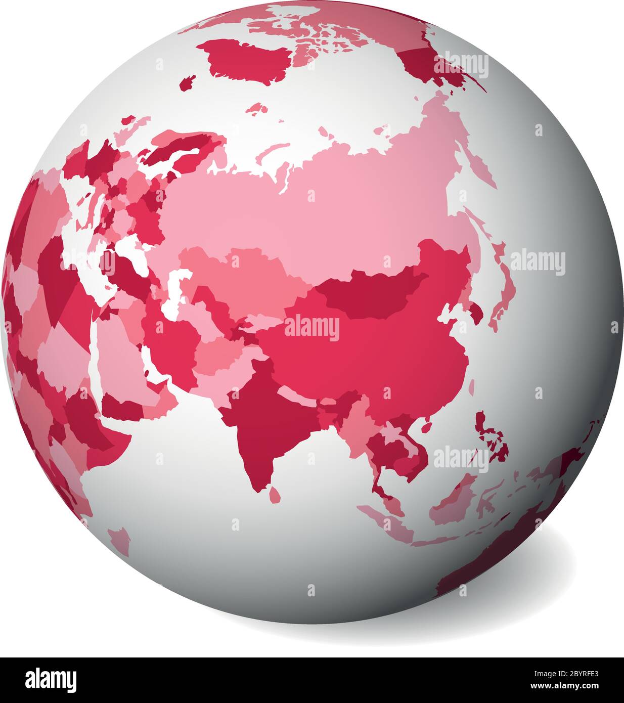 Carte politique de l'Asie vierge. Globe terrestre 3D avec carte rose. Illustration vectorielle. Illustration de Vecteur