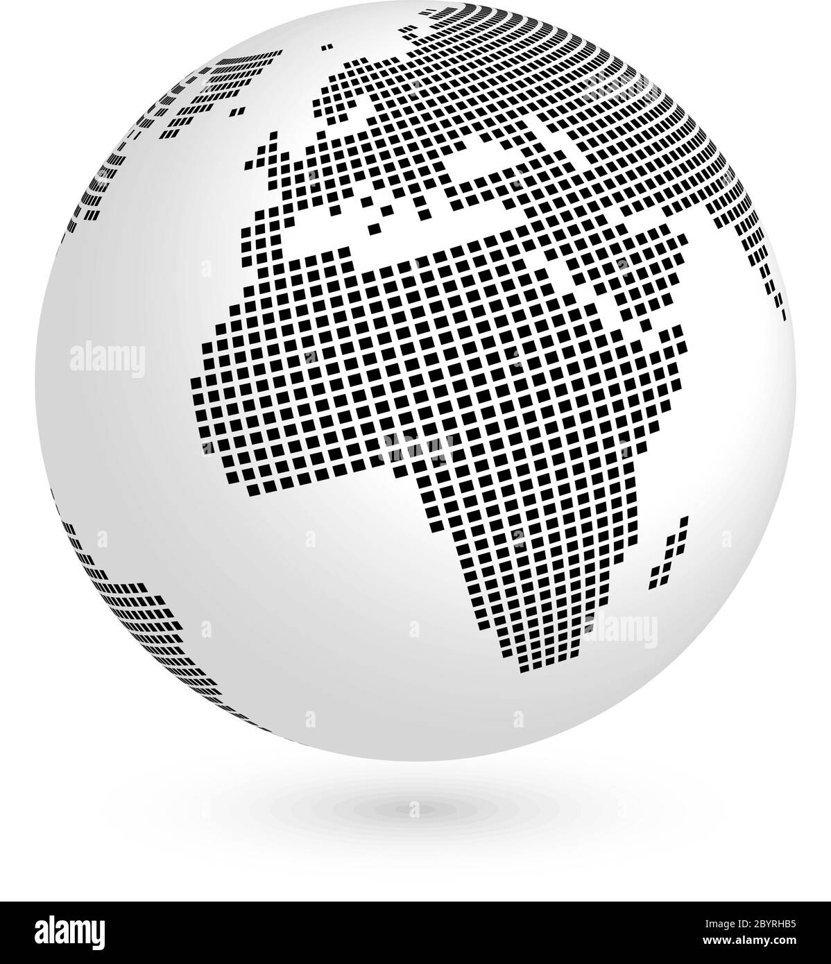 Planète Terre globe avec carte au carré noir des continents Afrique et Europe. Illustration vectorielle 3D avec ombre isolée sur fond blanc. Illustration de Vecteur