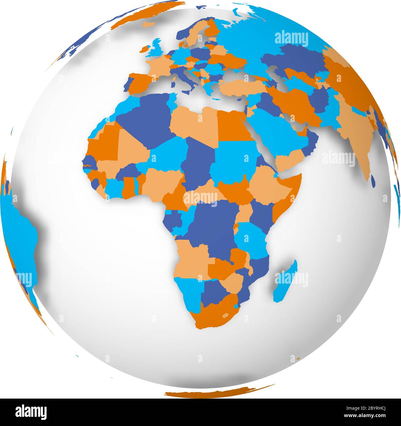 Carte politique vierge de l'Afrique. Globe terrestre 3D avec carte colorée. Illustration vectorielle. Illustration de Vecteur