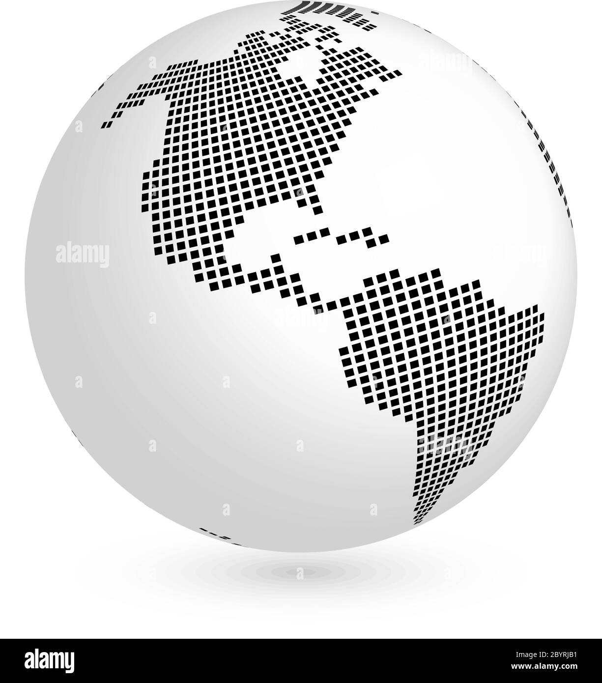 Planète Terre globe avec carte au carré noir de l'Amérique du continent. Illustration vectorielle 3D avec ombre isolée sur fond blanc. Illustration de Vecteur