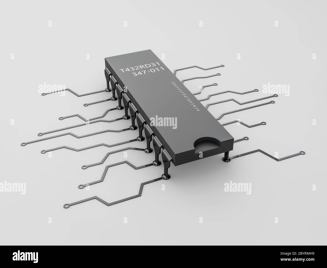 3d illustration de microchip ordinateur isolé sur fond blanc. Banque D'Images