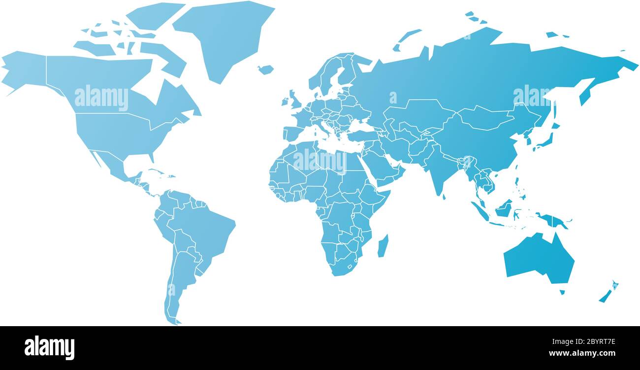 Carte simplifiée du monde en bleu. Illustration schématique du vecteur Illustration de Vecteur