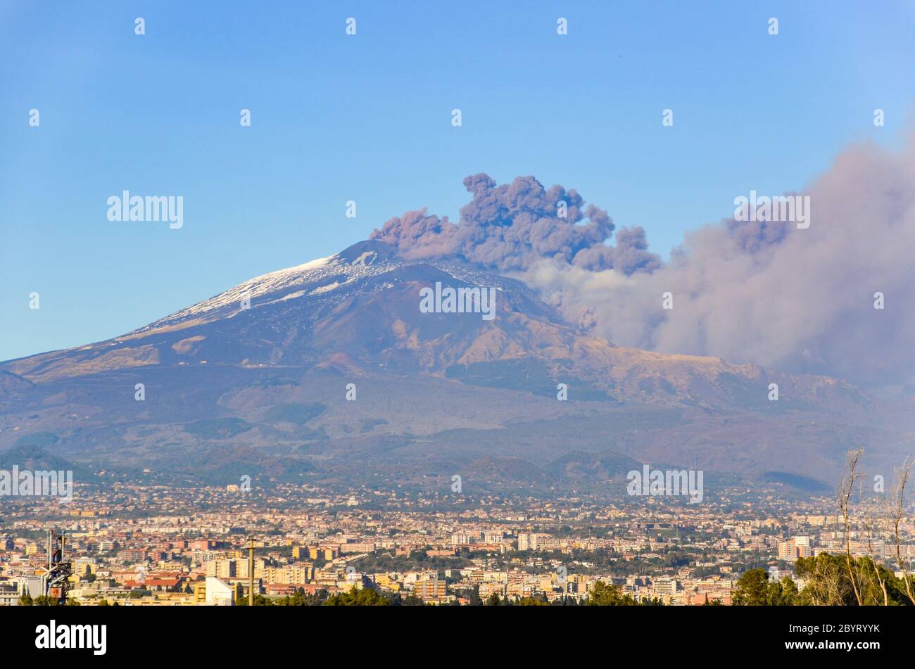 Éruption de l'Etna (Sicile, Italie) le 24 décembre 2018 Banque D'Images