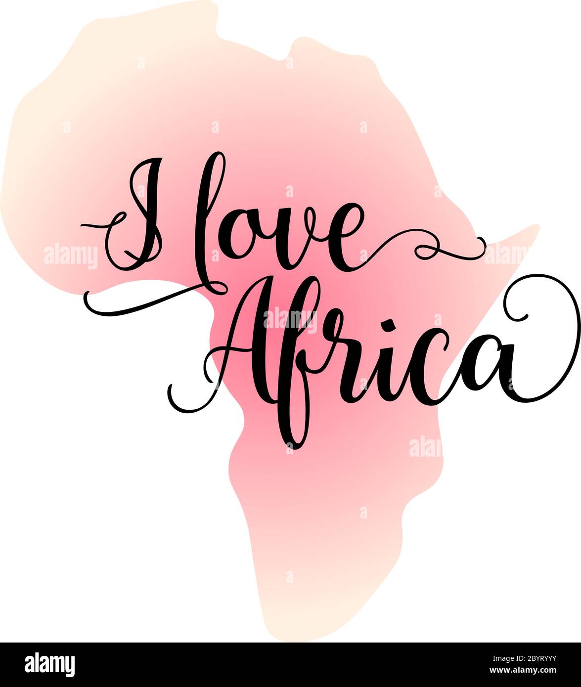 J'adore Afirca. Calligraphie inspiration citation graphique conception avec silhouette de l'Afrique sur le fond. Illustration de Vecteur
