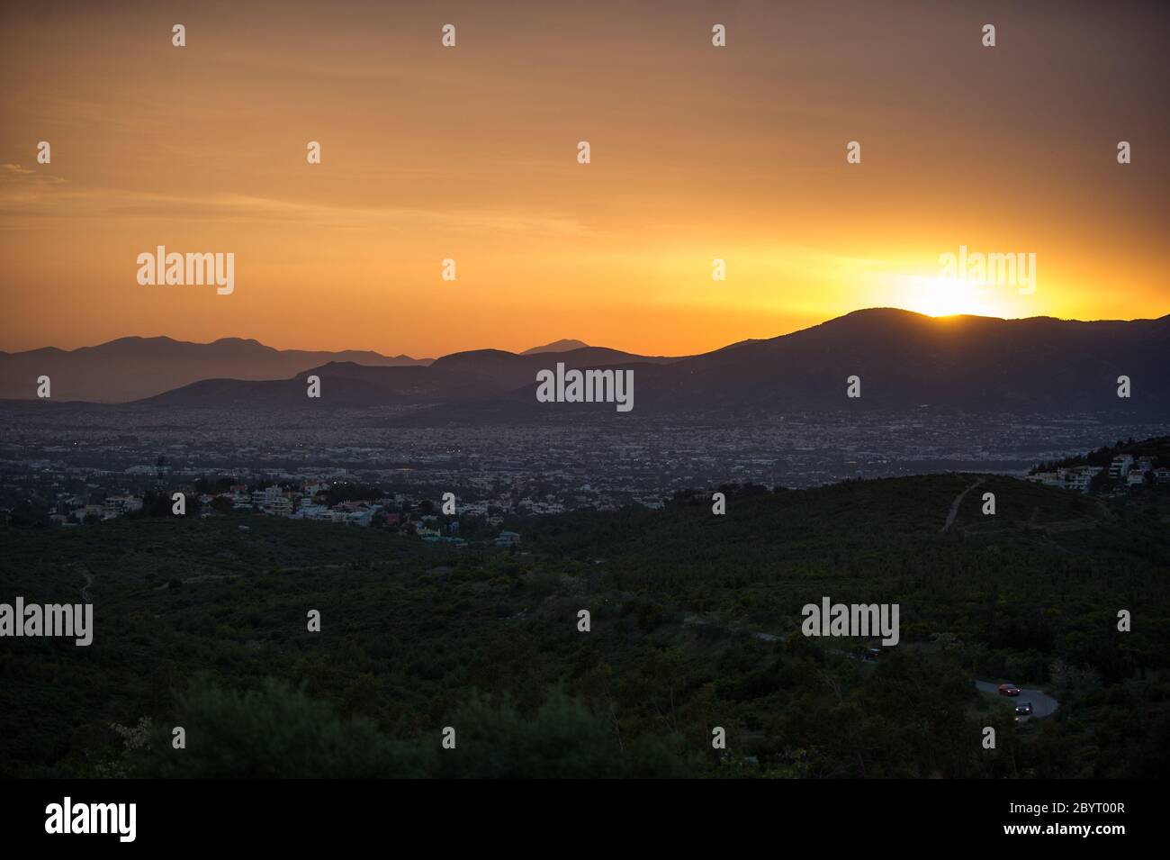 Coucher du soleil en Grèce Banque D'Images