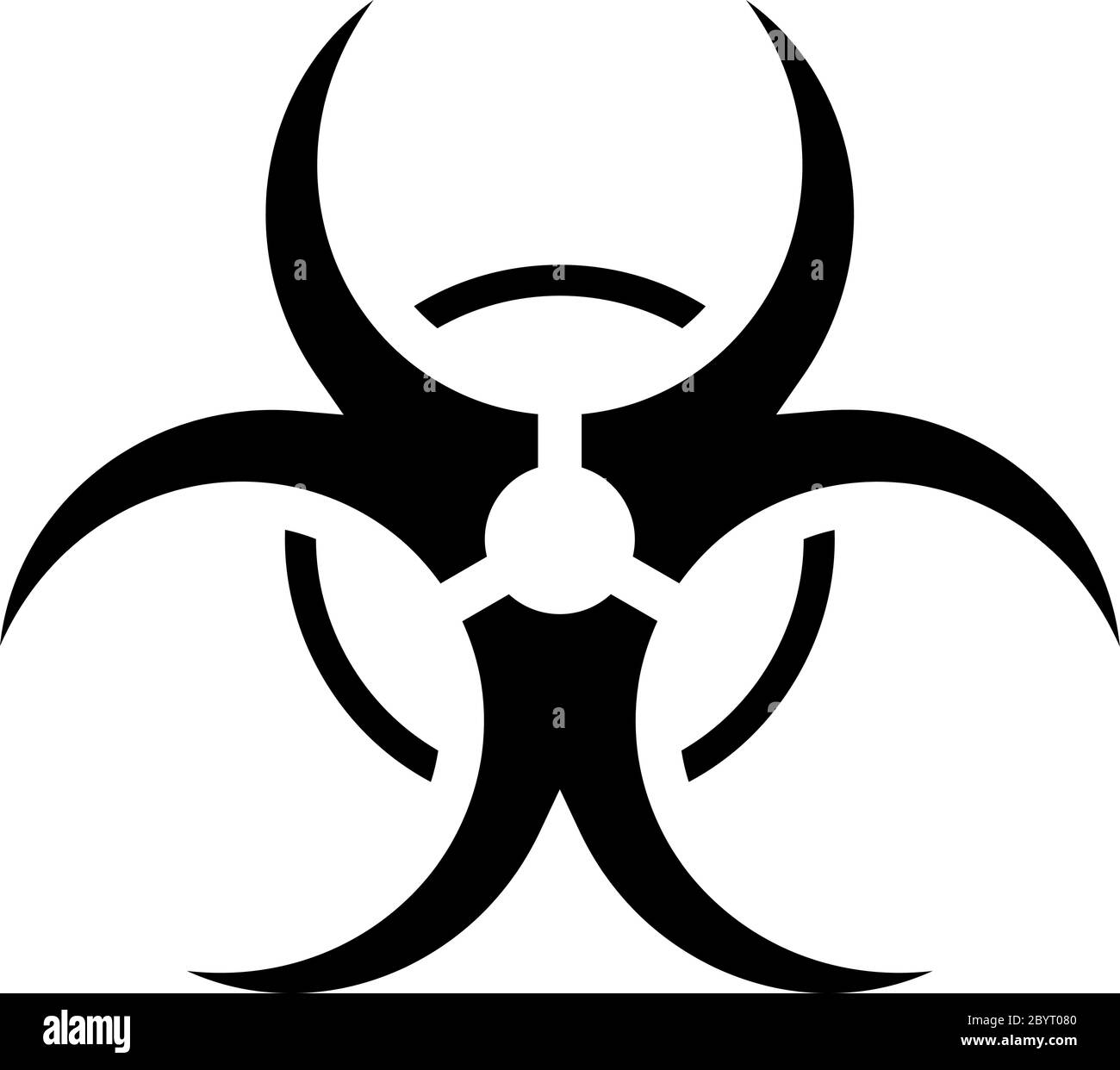 Panneau d'avertissement de danger biologique. Symbole de danger causé par un micro-organisme biologique, un virus ou une toxine. Illustration vectorielle simple et plate en noir. Illustration de Vecteur