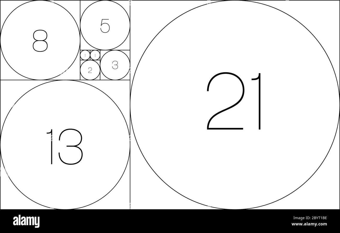 Séquence de cercles Fibonacci. Concept géométrique Golden ratio. Illustration vectorielle. Illustration de Vecteur