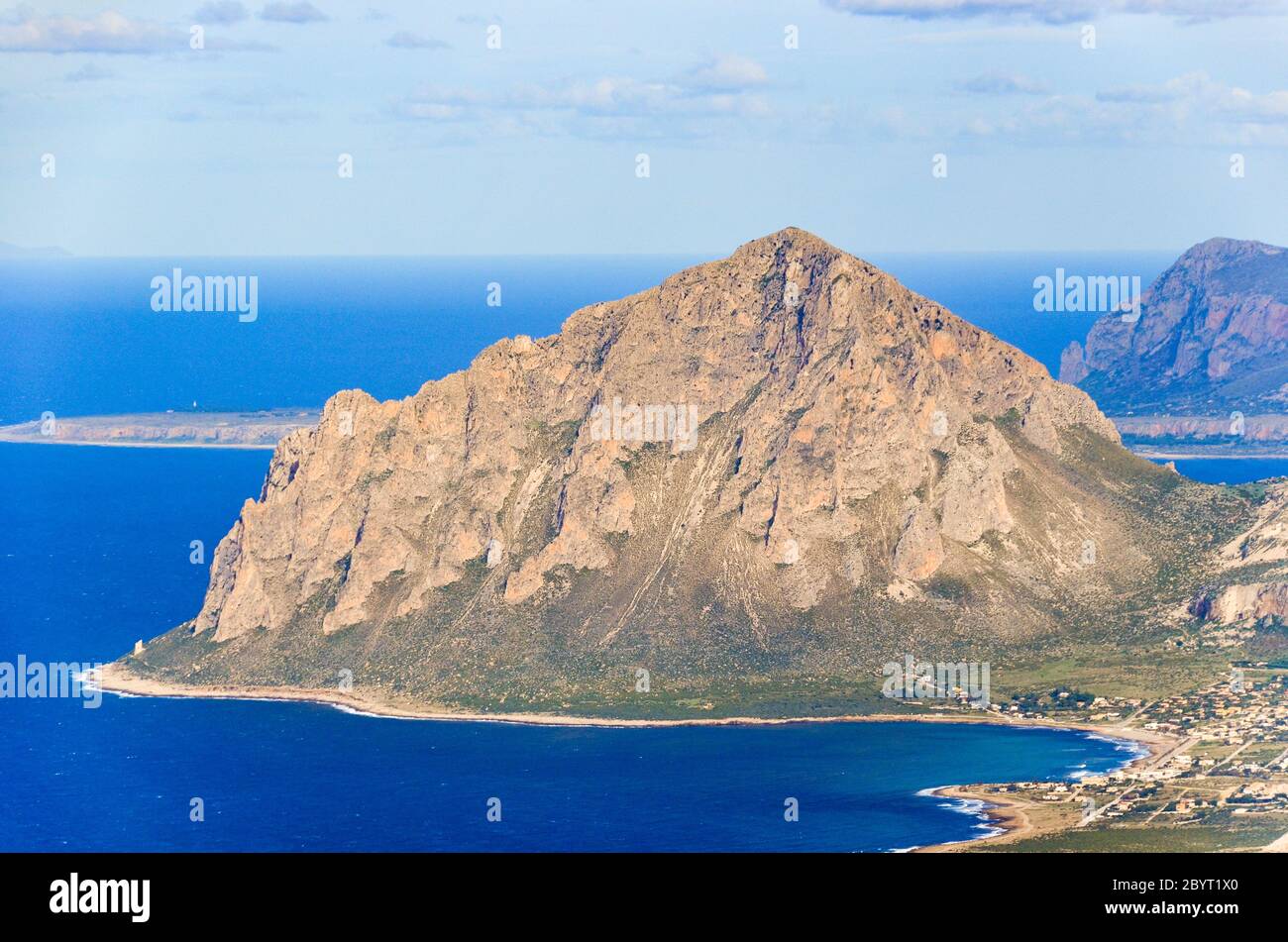 Vues aériennes de Trapani depuis Erice, Sicile, Italie, en hiver (décembre) Banque D'Images