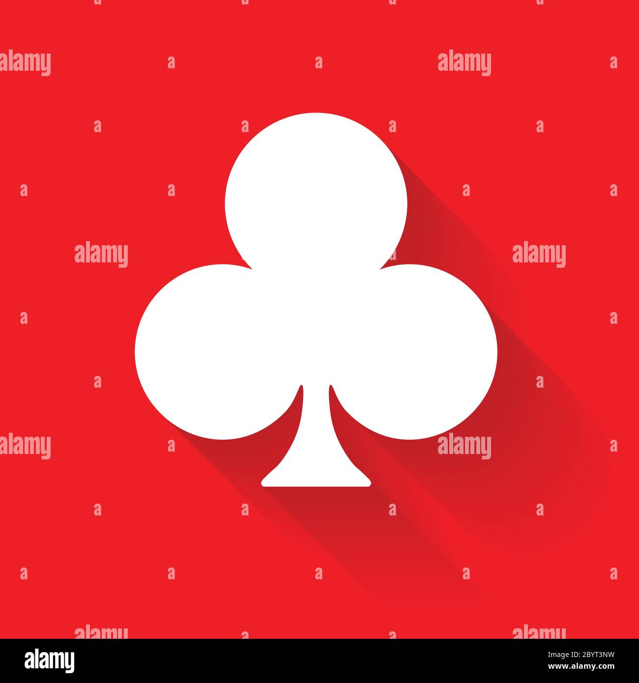 Symbole combinaison de poker Club. Signe blanc sur fond rouge. Elément plat vectoriel simple avec effet d'ombre longue et gradient. Illustration de Vecteur