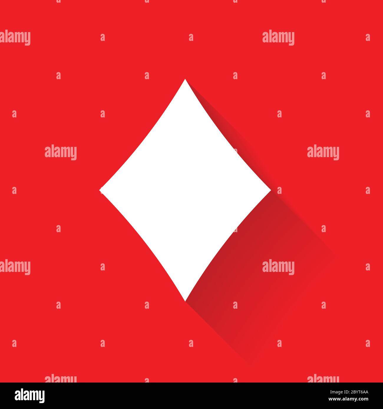Symbole de costume de poker en losange. Signe blanc sur fond rouge. Elément plat vectoriel simple avec effet d'ombre longue et gradient. Illustration de Vecteur