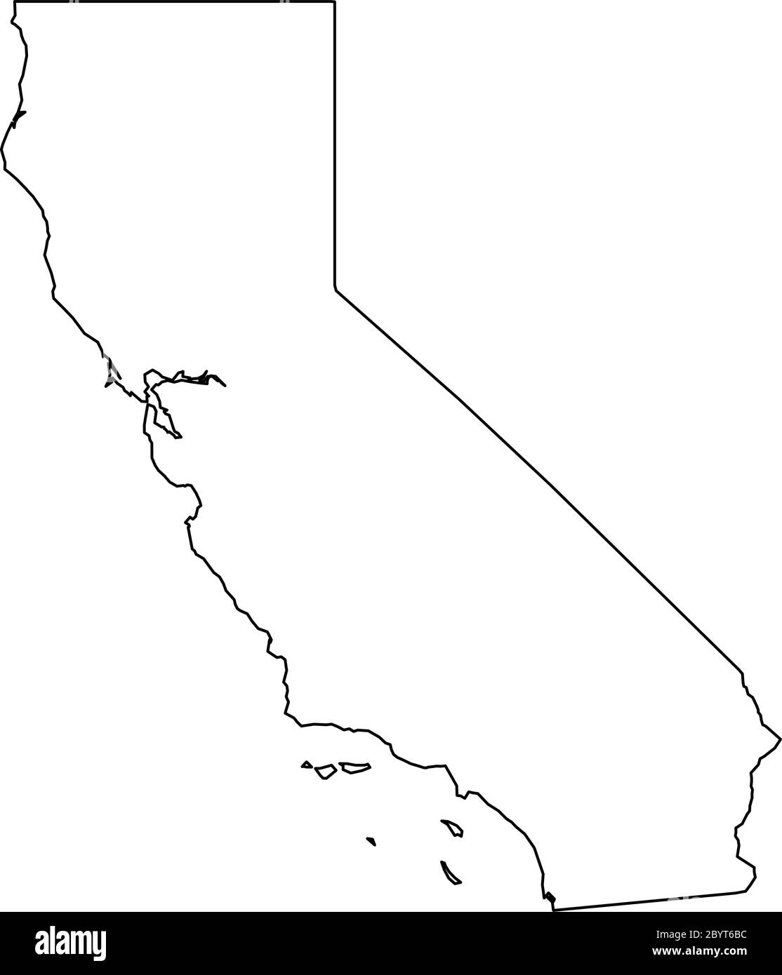 Californie, État des États-Unis - carte de la zone du pays en noir Uni. Illustration simple à vecteur plat. Illustration de Vecteur