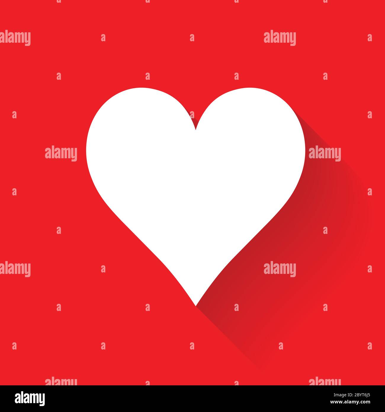 Symbole de combinaison de poker en forme de coeur. Signe blanc sur fond rouge. Elément plat vectoriel simple avec effet d'ombre longue et gradient. Illustration de Vecteur