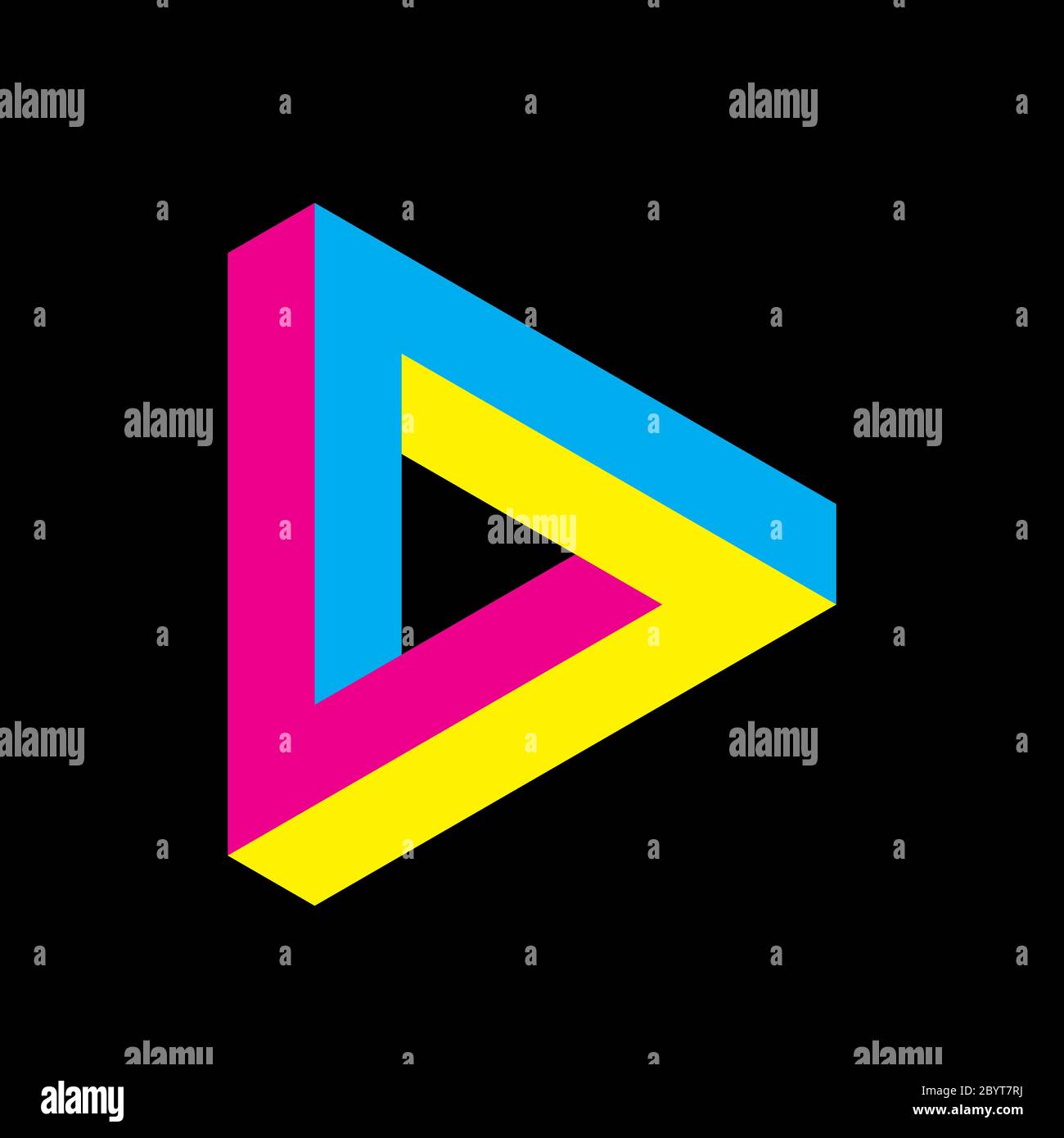 Icône de triangle Penrose en couleurs CMJN. Illusion optique d'objet 3D — free download