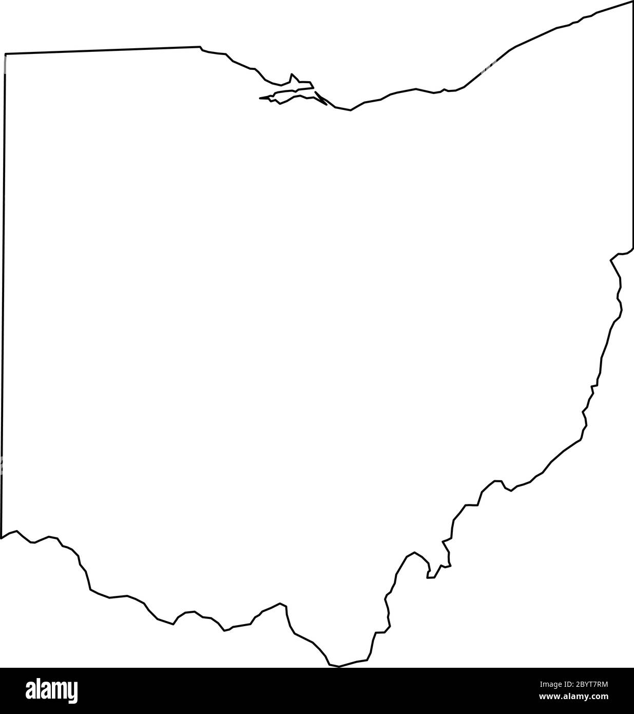 Ohio, État des États-Unis - carte de la région du pays en noir Uni. Illustration simple à vecteur plat. Illustration de Vecteur