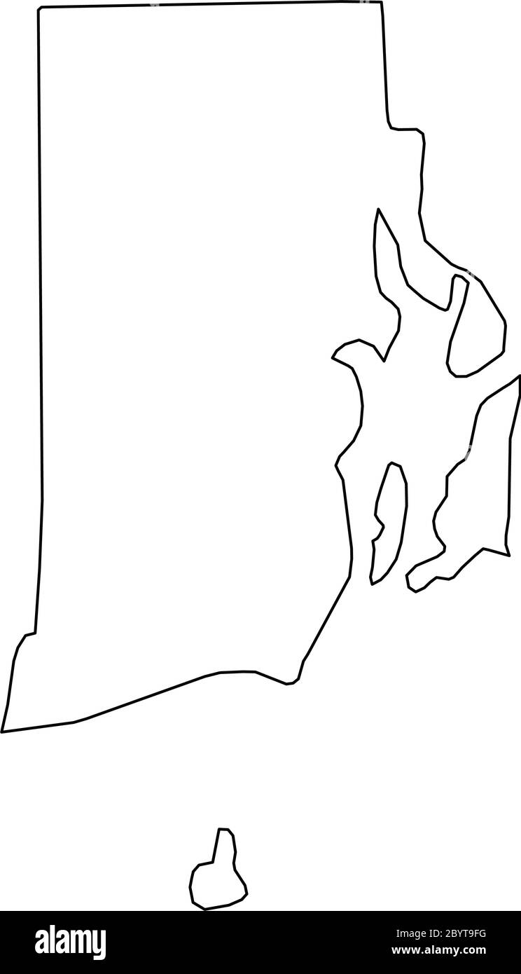 Rhode Island, État des États-Unis - carte de la région du pays en noir Uni. Illustration simple à vecteur plat. Illustration de Vecteur