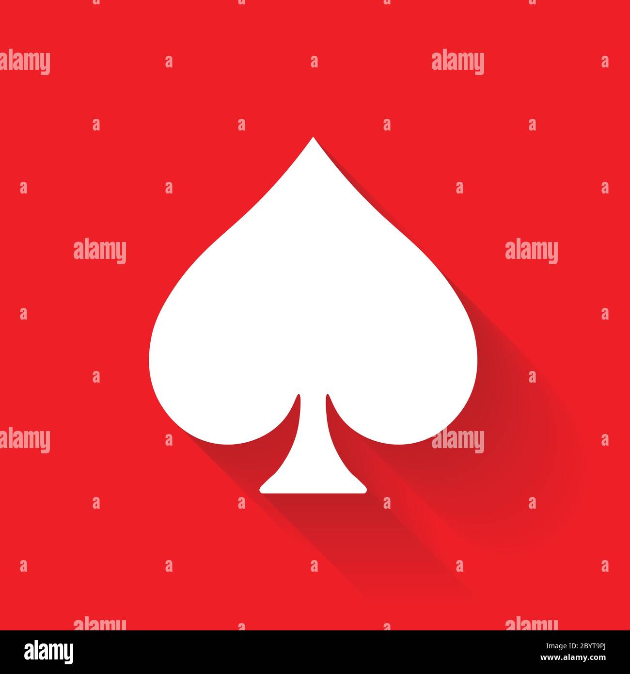 Symbole de combinaison de poker en V. Signe blanc sur fond rouge. Elément plat vectoriel simple avec effet d'ombre longue et gradient. Illustration de Vecteur