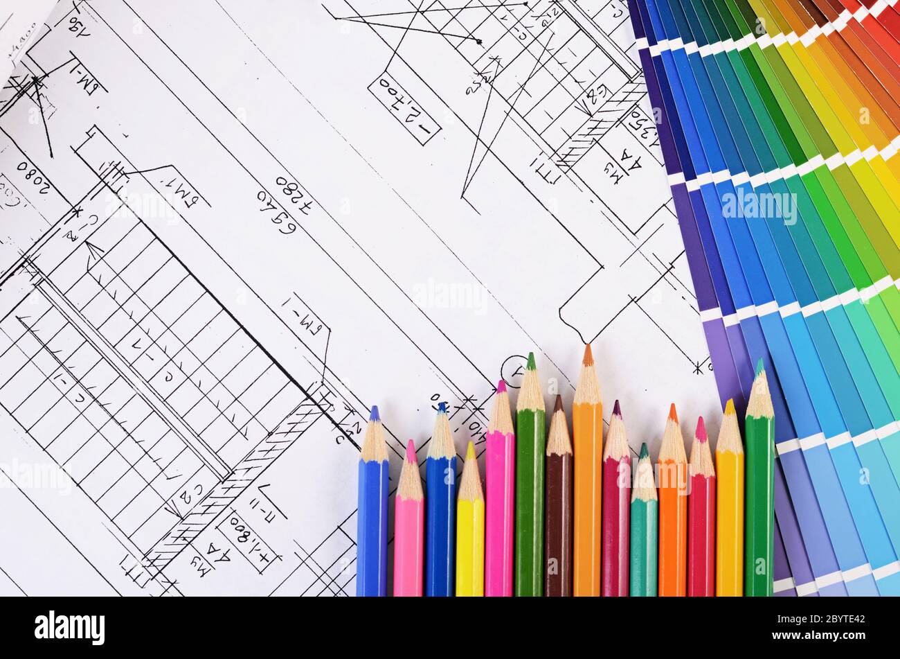 Projets de maisons avec une palette de couleurs Banque D'Images