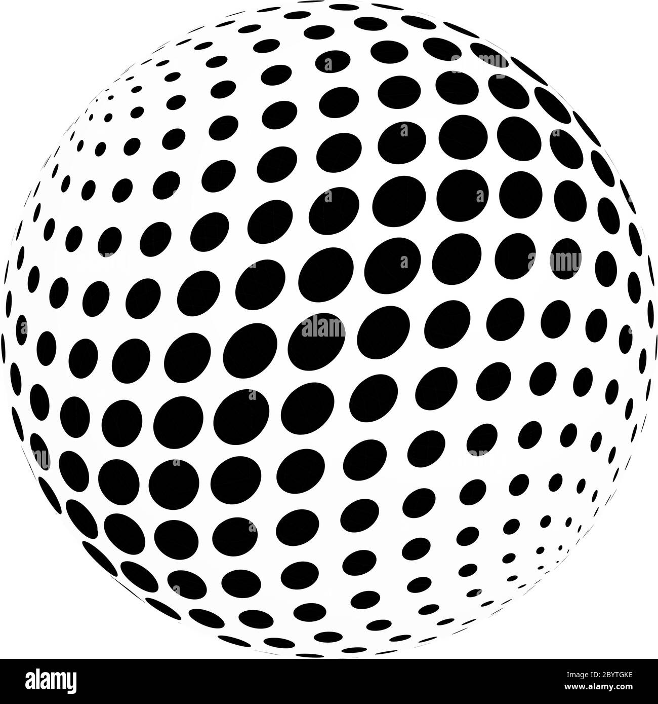 Demi-teinte abstraite 3D sphère de points de cercle en arrangement croisé. Élément vectoriel simple et moderne en noir et blanc. Illustration de Vecteur