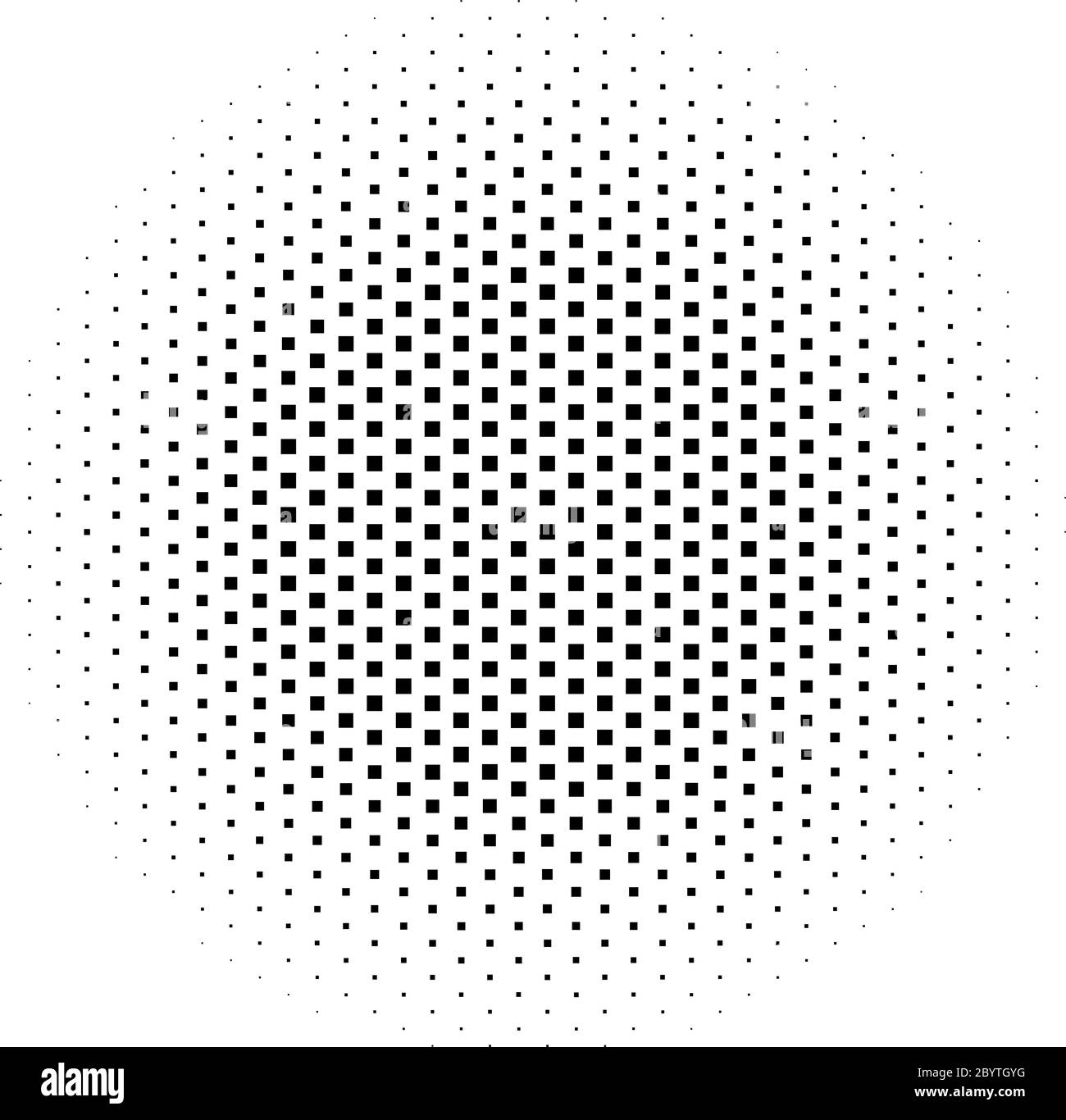 Cercle de carrés de fond dégradé abstrait demi-ton en version hexagonale. Design moderne et simple, élément vectoriel en noir et blanc. Illustration de Vecteur