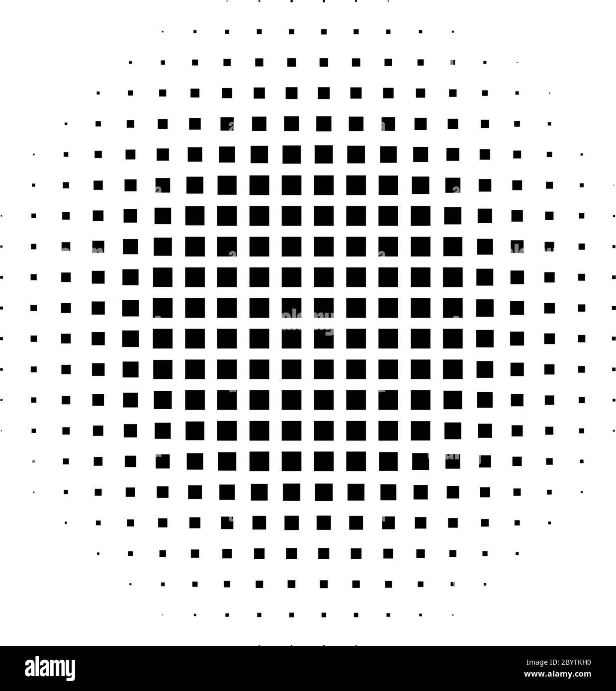 Cercle de carrés de fond de dégradé de demi-teinte abstrait dans une disposition linéaire. Design moderne et simple, élément vectoriel en noir et blanc. Illustration de Vecteur