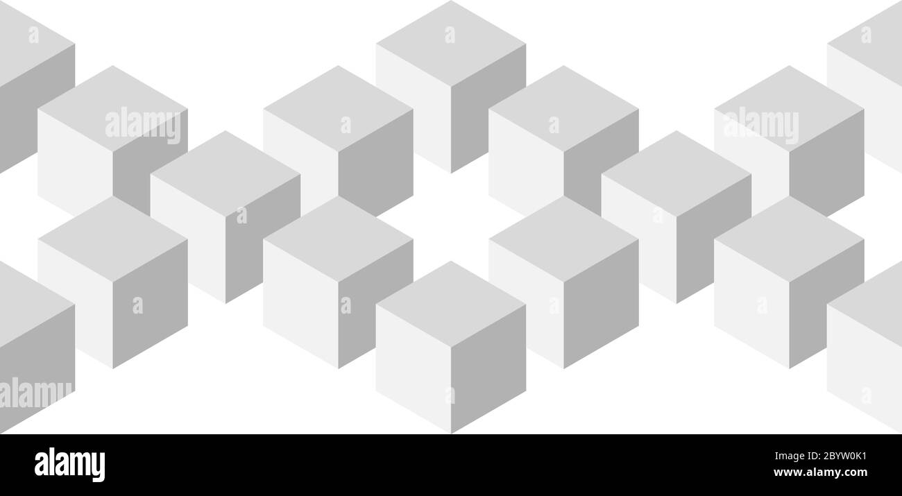 Motif géométrique 3D transparent des cubes disposés. Arrière-plan abstrait vectoriel en nuances de gris sur fond blanc Illustration de Vecteur
