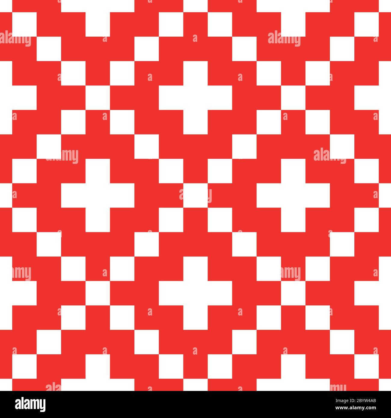 Motif vectoriel de style pixel sans couture. Ornements rouges sur fond blanc. Nuance de tissu de style nordique. Illustration de Vecteur