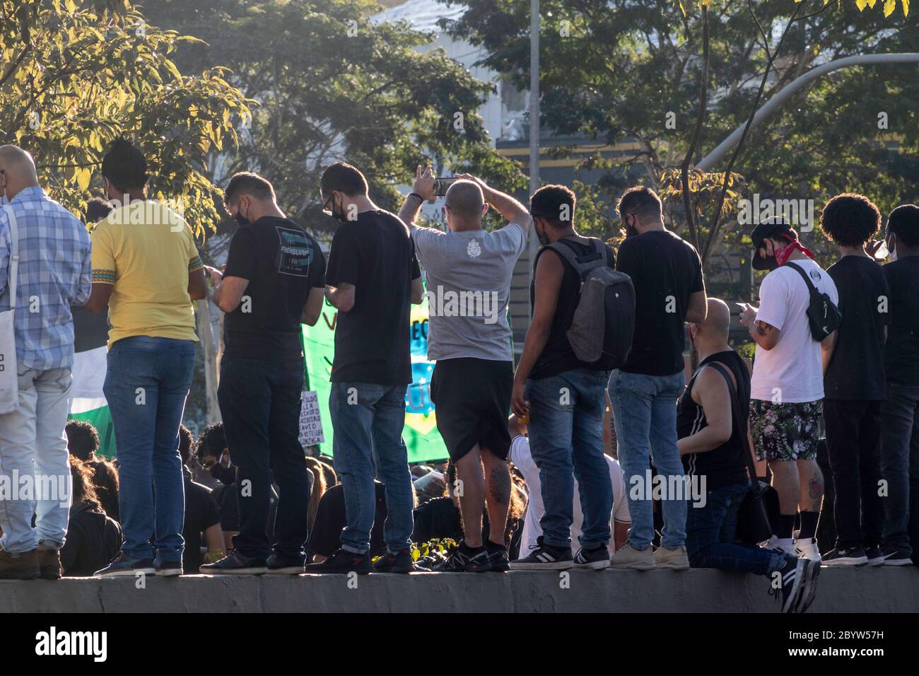 Sao Paulo, Brésil, 07 juin 2020. Des milliers de militants s'unissent pour protester contre la démocratie et l'égalité raciale et contre le gouvernement Bolsonaro de São Paulo, au Brésil Banque D'Images