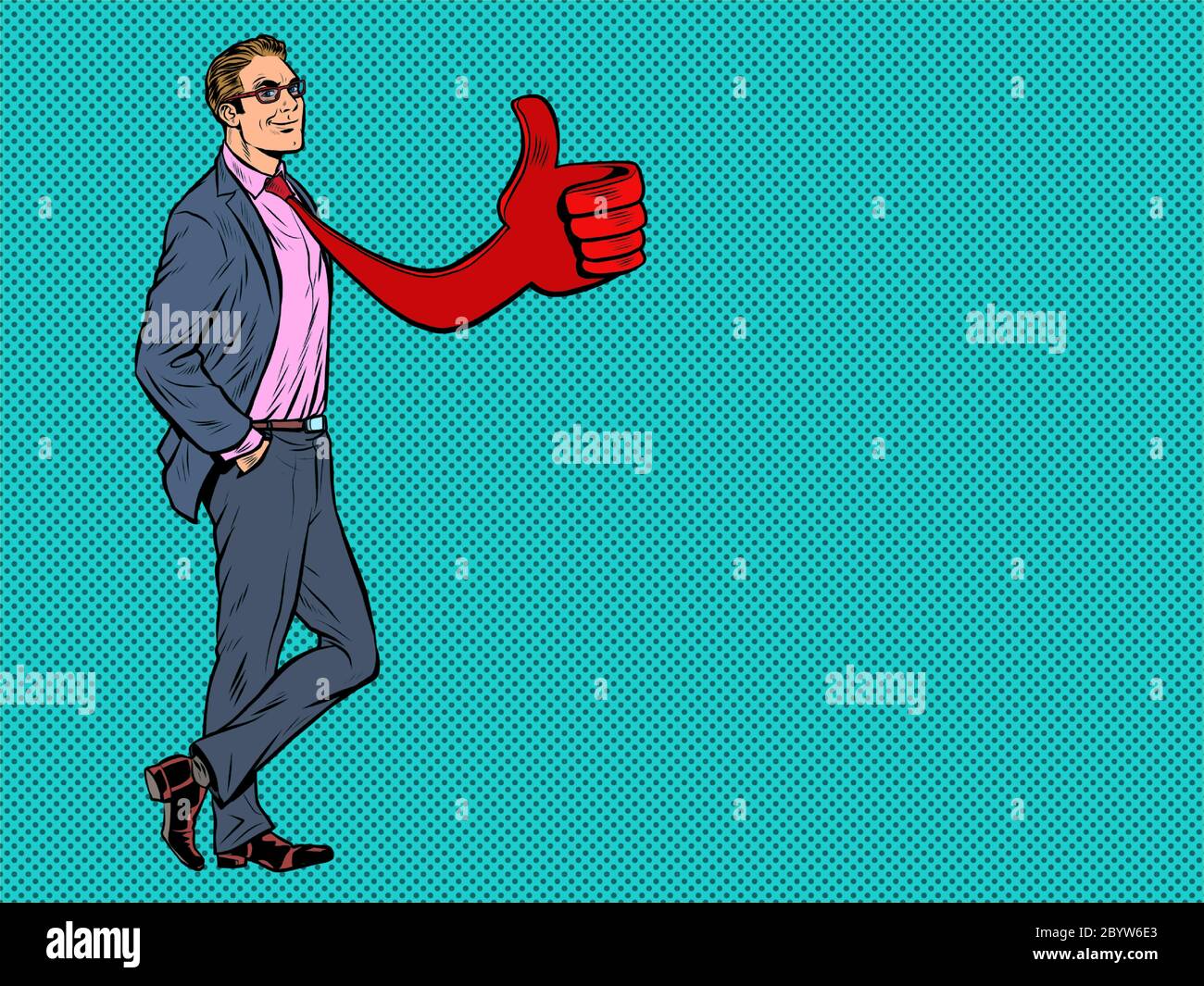 Homme d'affaires positif, cravate comme geste Illustration de Vecteur