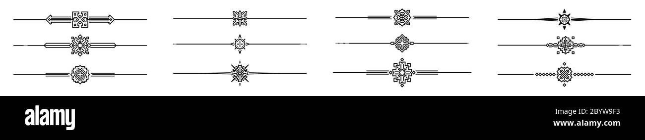 Jeu de séparateurs de texte rétro, séparateur décoratif vintage. Éléments décoratifs, bordure pour votre conception. Illustration de Vecteur