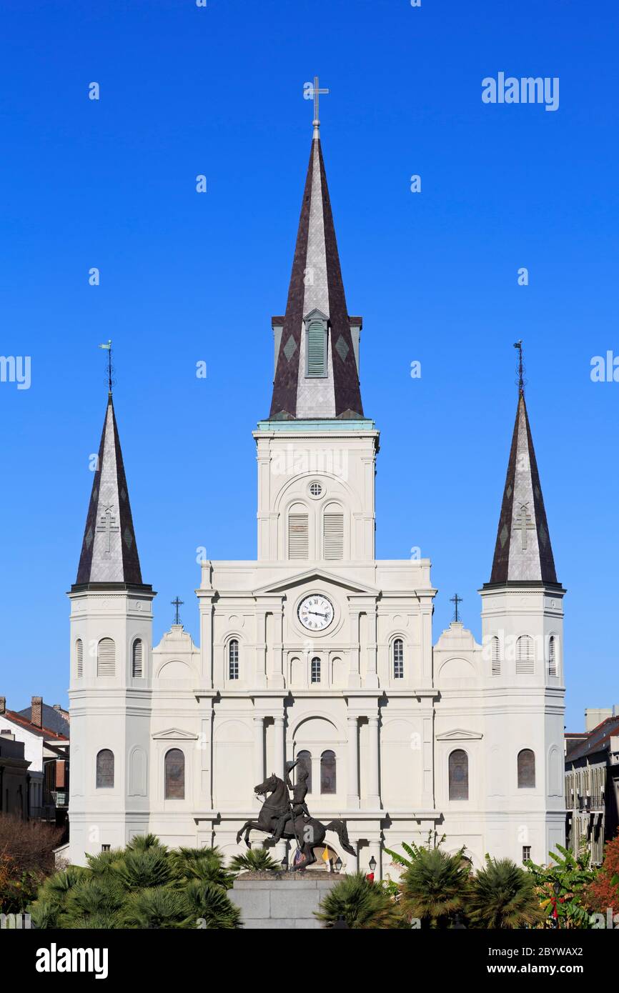 Cathédrale St Louis, Jackson Square, Quartier français, la Nouvelle Orléans, Louisiane, USA Banque D'Images
