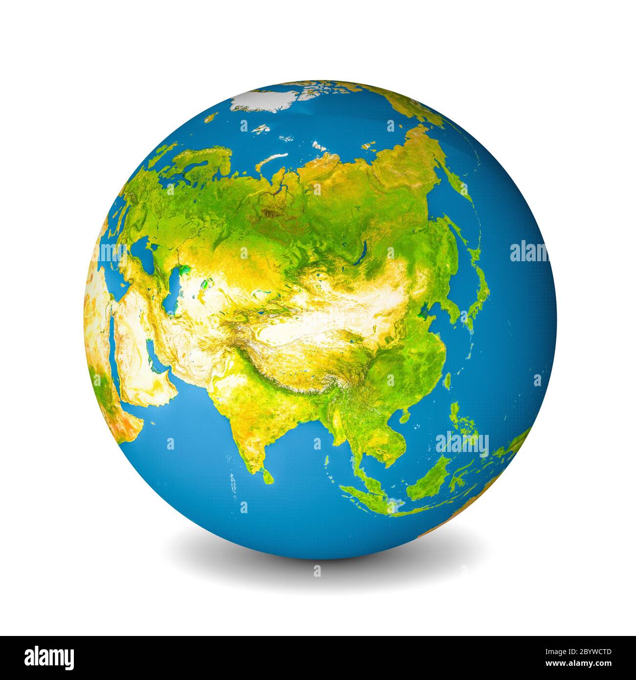 Globe terrestre isolé sur fond blanc. Vue satellite axée sur l'Asie.  Éléments de cette image fournis par la NASA Photo Stock - Alamy