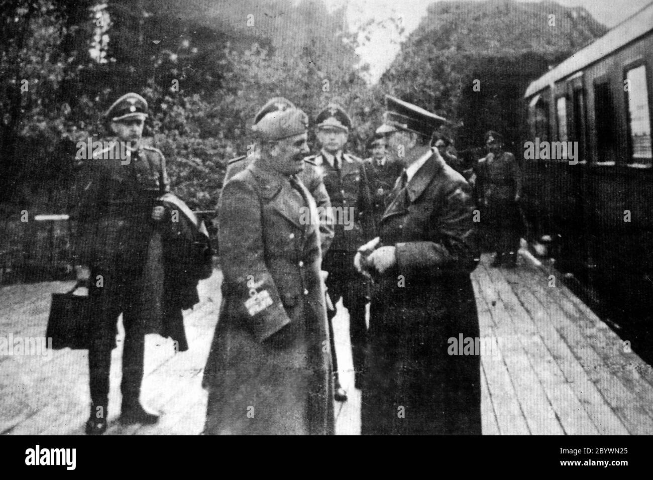 Rencontre d'Adolf Hitler et de Benito Mussolini à Stępina ca. 8 /27/1941 Banque D'Images