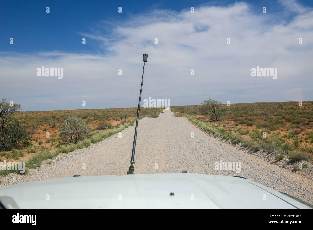 Le beau paysage le long d'une route dans le parc transfrontalier de Kgalagadi , Kgalagadi, Afrique du Sud Banque D'Images