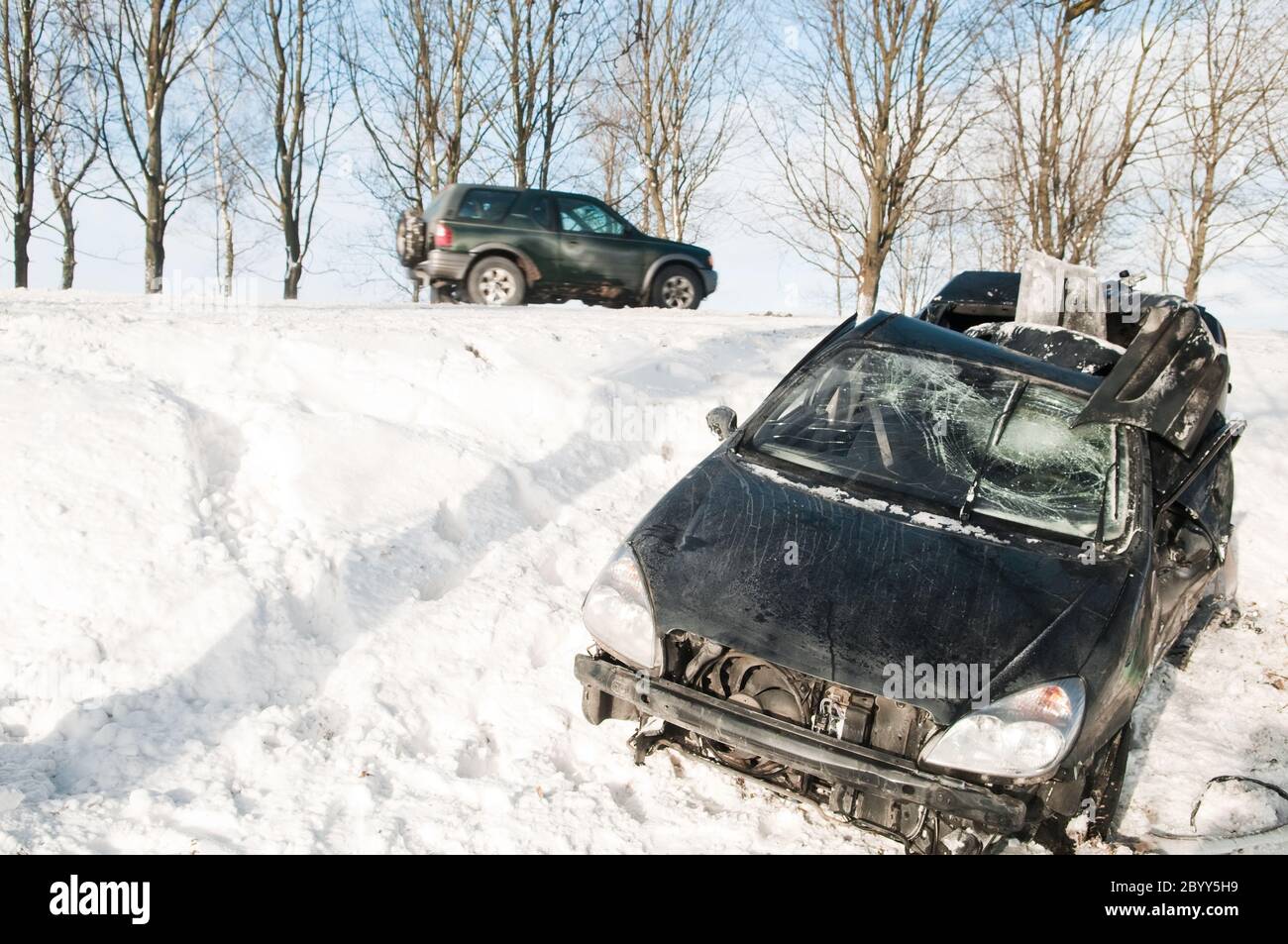 Accident Accident de voiture d'hiver Banque D'Images