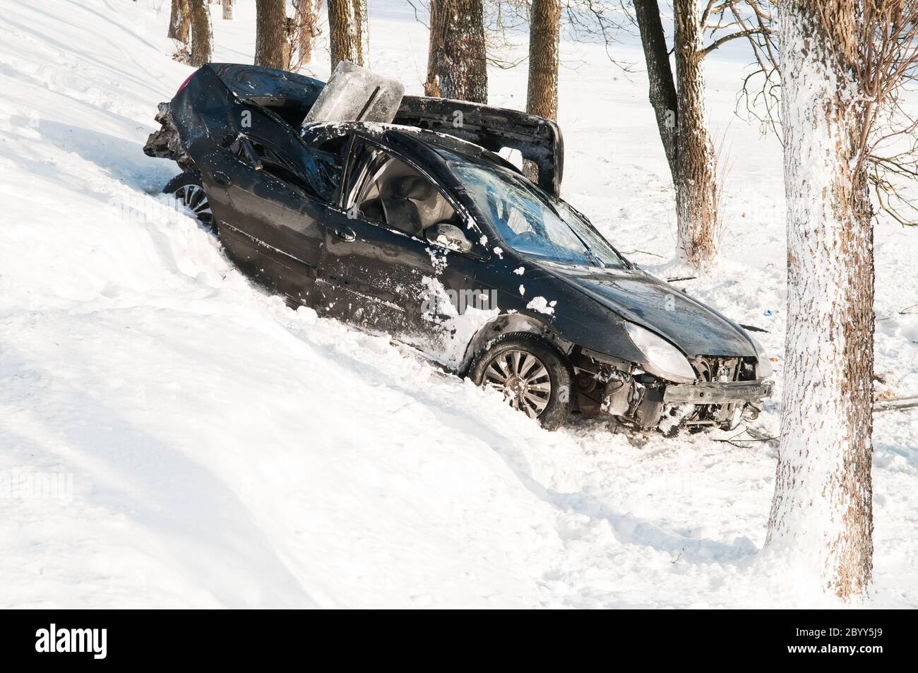 Accident Accident de voiture d'hiver Banque D'Images