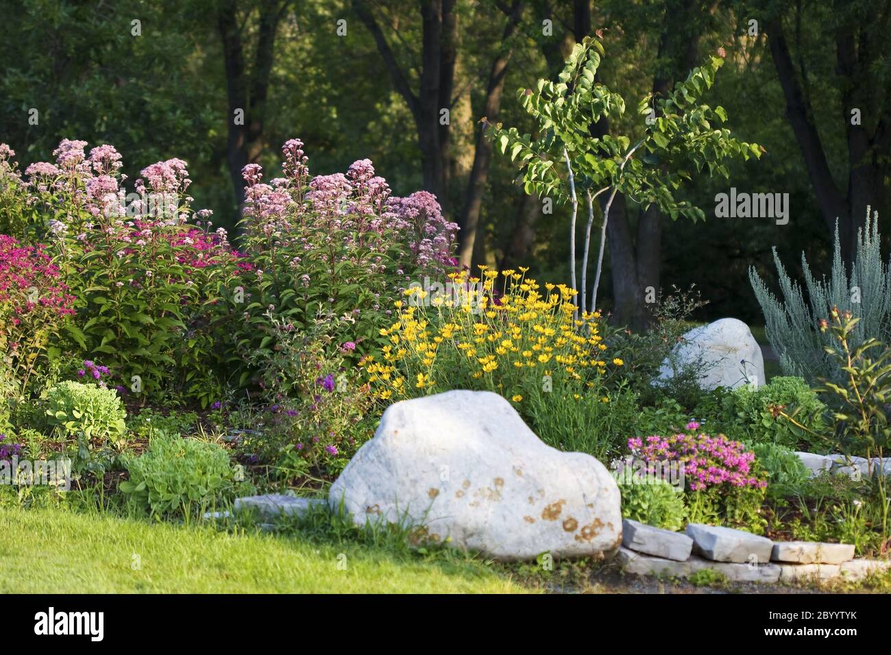 Joli jardin fleuri Banque D'Images