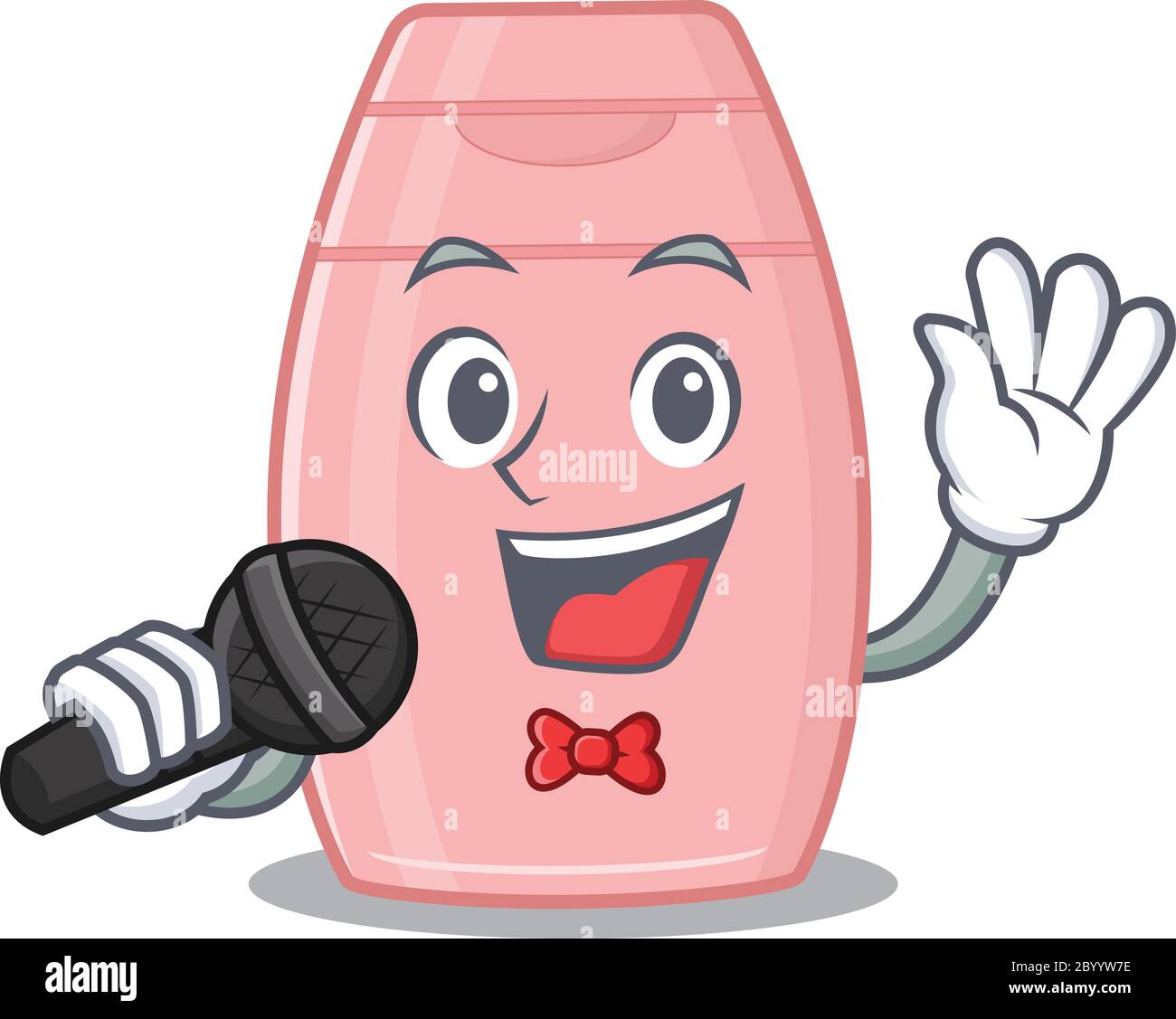 personnage de dessin animé de bébé crème chantant une chanson avec un microphone Illustration de Vecteur