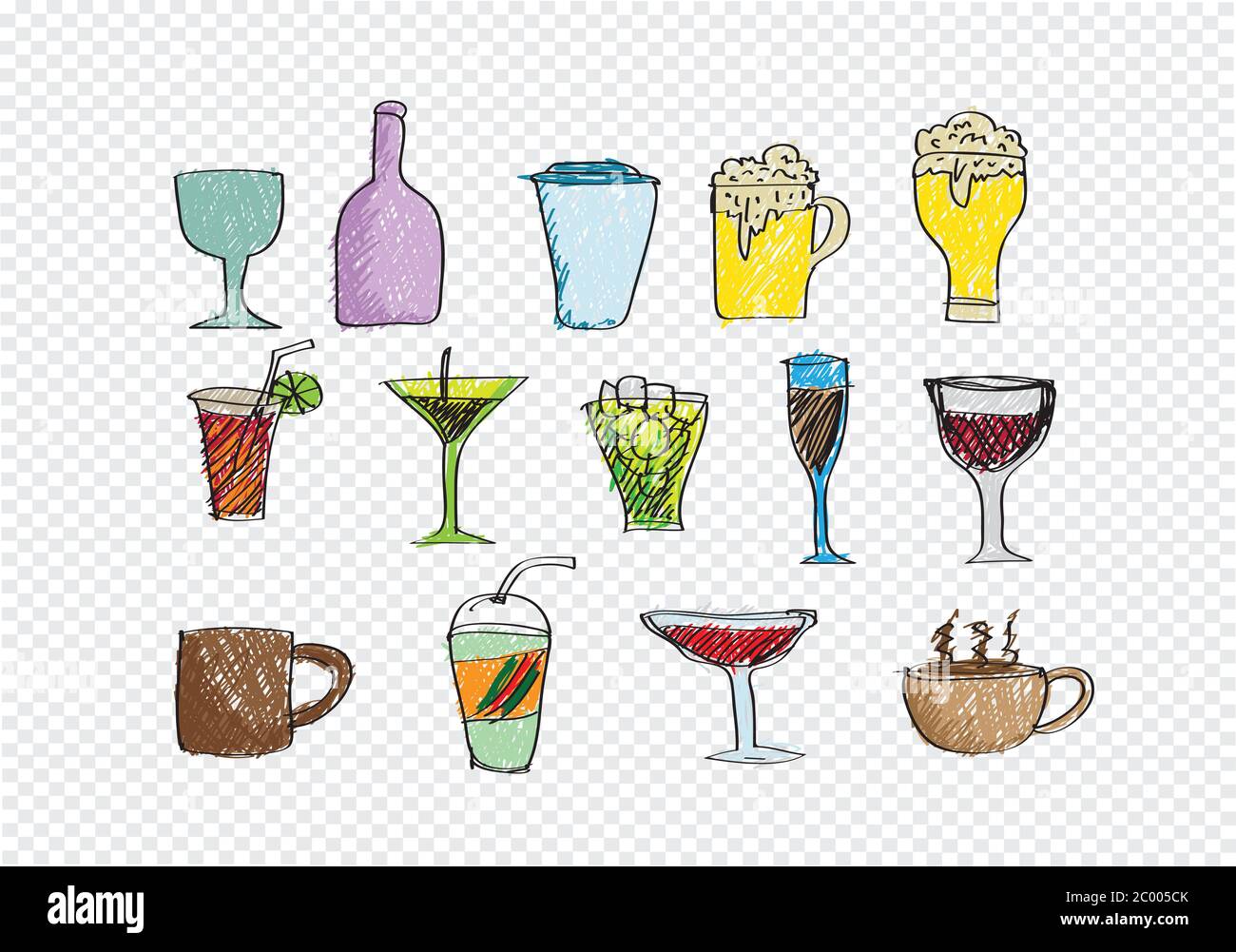 Boire icons set Banque D'Images