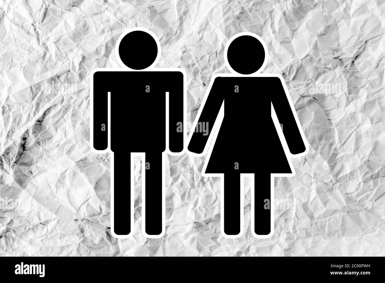 Icône de famille Personnes Personnes pictogramme sur papier froissé Banque D'Images