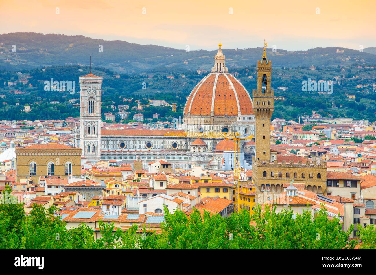 Florence paysage urbain avec cathédrale Duomo Santa Maria del Fiore, Florence, Italie. Banque D'Images