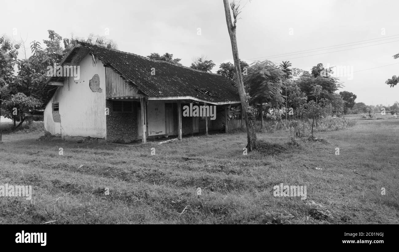 Vieilles maisons utilisées pour la transformation du tabac en cigarettes. Banque D'Images