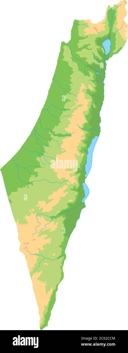 Carte physique Israël haute détaillée. Illustration de Vecteur