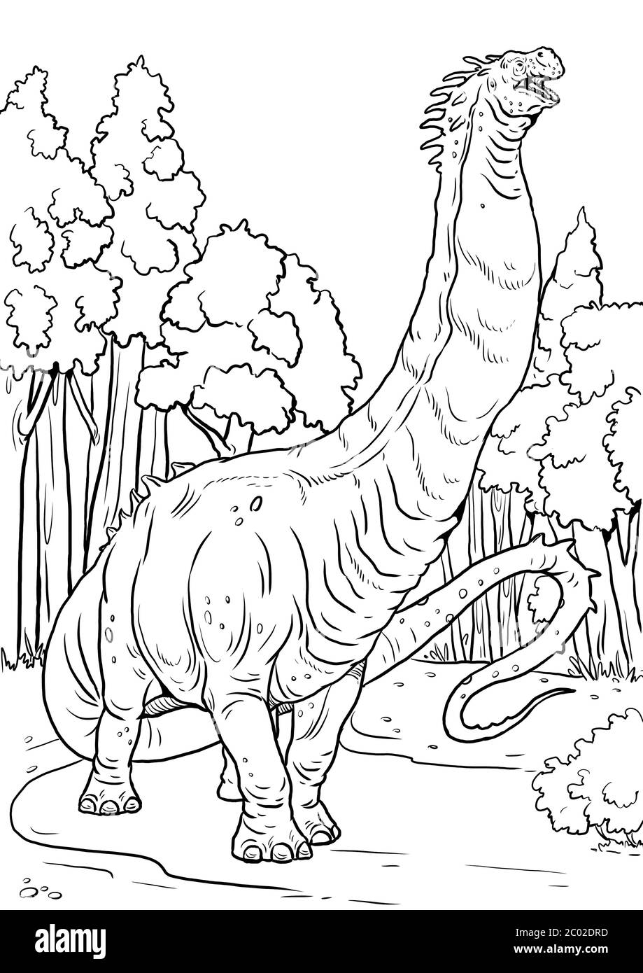 Dinosaure géant - Giraffatitan. Dinosaure préhistorique de la période jurassique. Page de coloriage. Banque D'Images