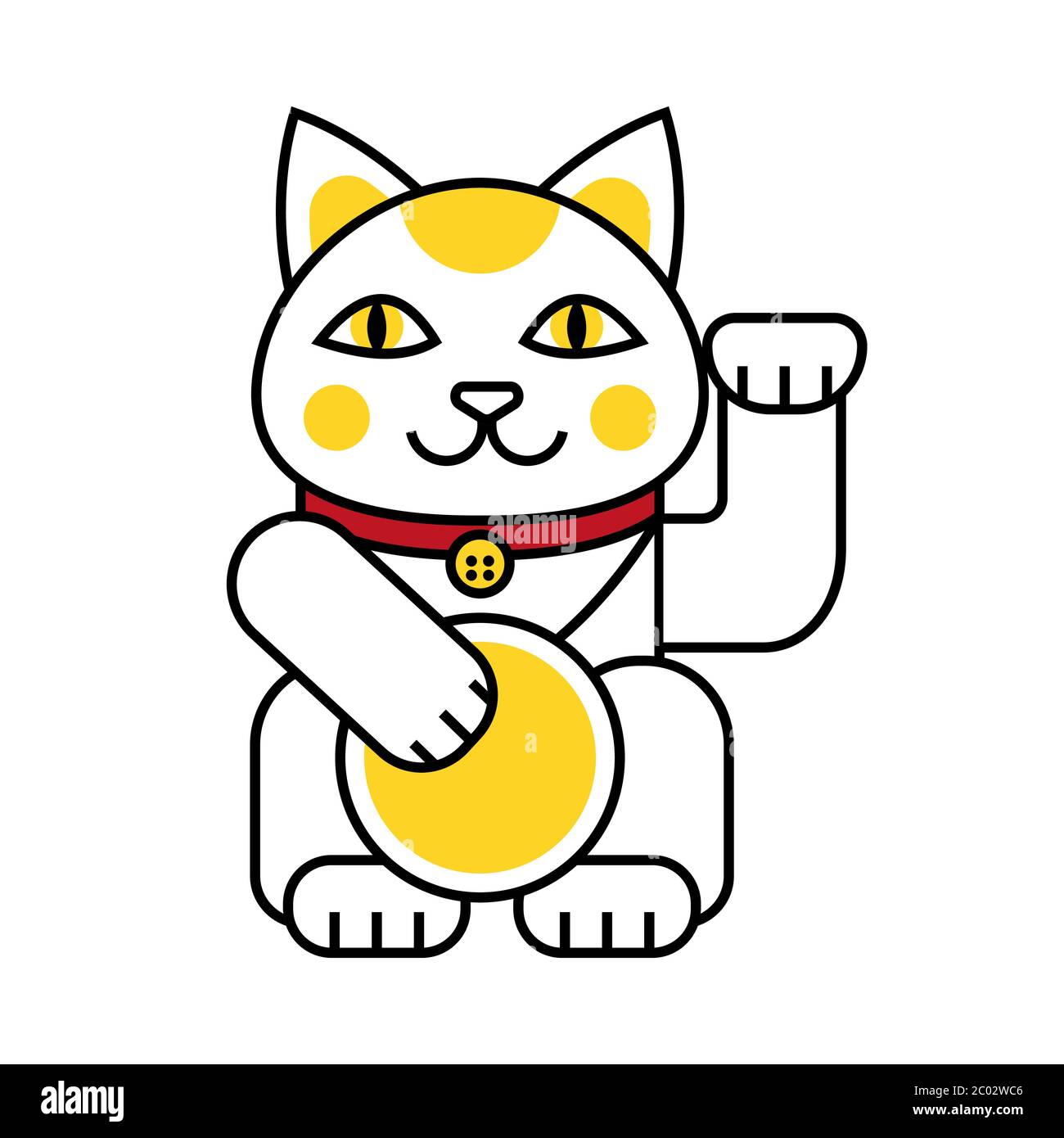 L'icône de chat chanceux apporte la chance isolée sur fond blanc. Maneki Neko dessin animé chat. Illustration de Vecteur